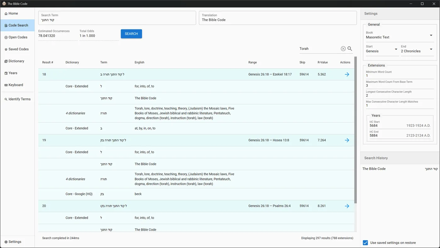 Extension search
