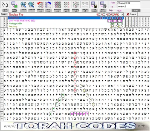 Torah Code matrix: Nuclear Fire 1