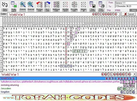 Torah Code matrix: World War