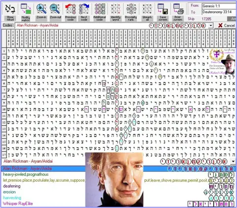 Torah Code matrix: Alan Rickman