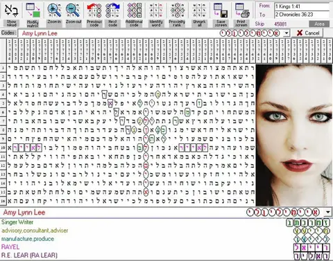 Torah Code matrix: Amy Lynn Lee
