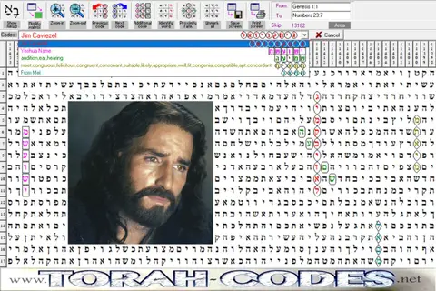Torah Code matrix: Jim Caviezel