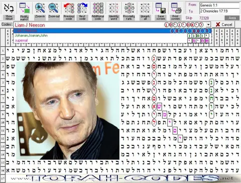 Torah Code matrix: Liam J Neeson