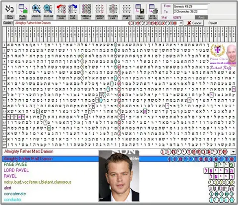 Torah Code matrix: Matt Damon 1
