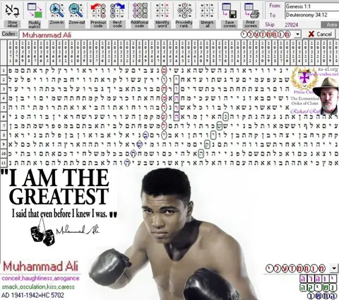 Torah Code matrix: Mohammad Ali