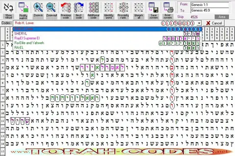 Torah Code matrix: Rob H Lowe