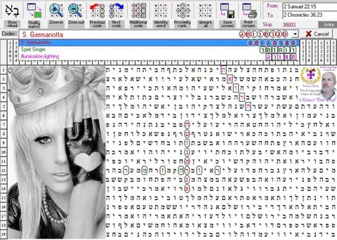 Torah Code matrix: S. Germanotta