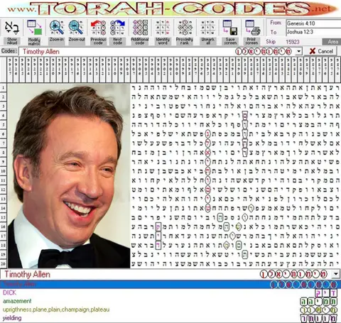 Torah Code matrix: Tim Allen