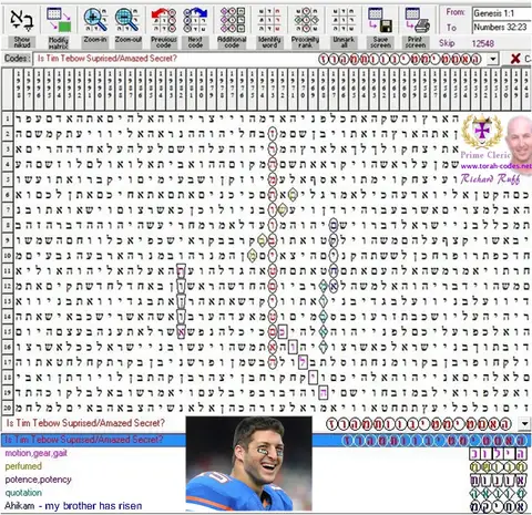 Torah Code matrix: Tim Tebow