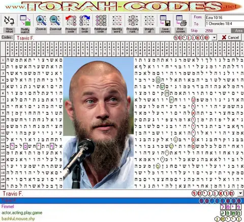 Torah Code matrix: Travis F