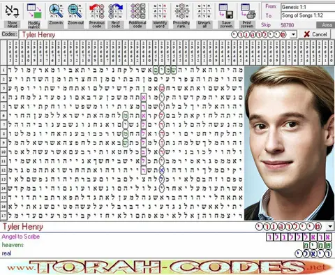 Torah Code matrix: Tyler Henry
