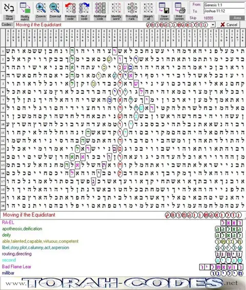 Torah Code matrix: Equidistant
