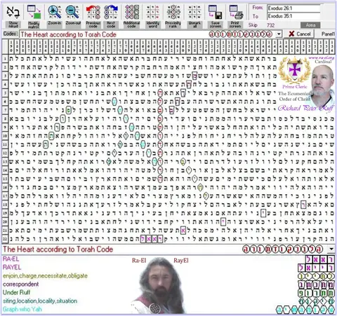 Torah Code matrix: Heart Torah Code