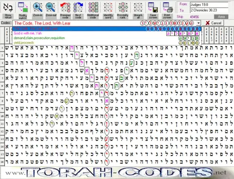 Torah Code matrix: The Code of Adoni with Lear
