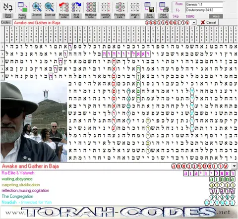 Torah Code matrix: Awake & Gather in Baja
