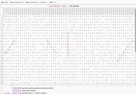 Torah Code matrix: Gold Maldon