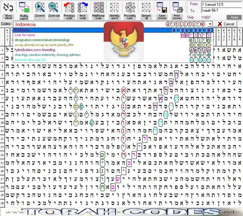 Torah Code matrix: Indonesia
