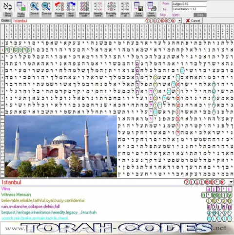 Torah Code matrix: Istanbul