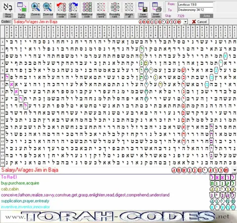 Torah Code matrix: Jim in Baja