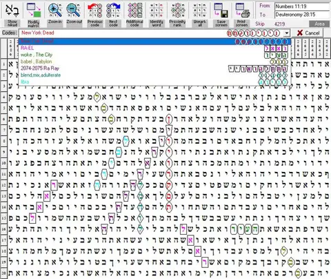 Torah Code matrix: New York Dead