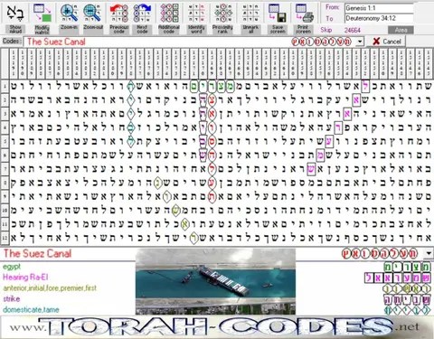 Torah Code matrix: Suez Canal