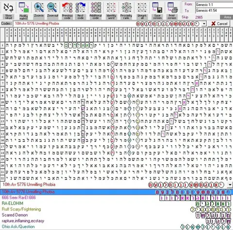 Torah Code matrix: 10 Av 5776