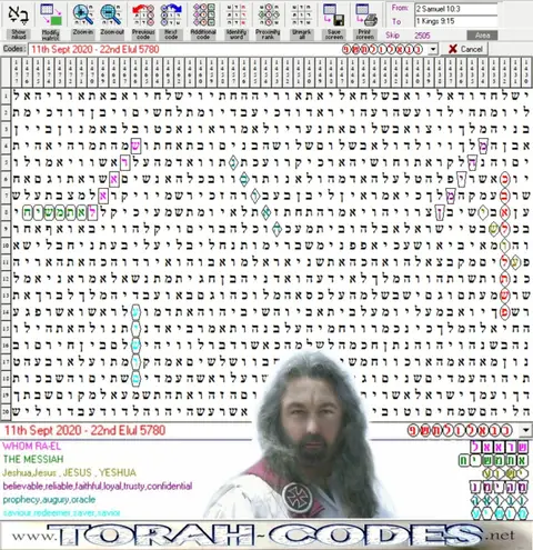 Torah Code matrix: 11th Sept 2020