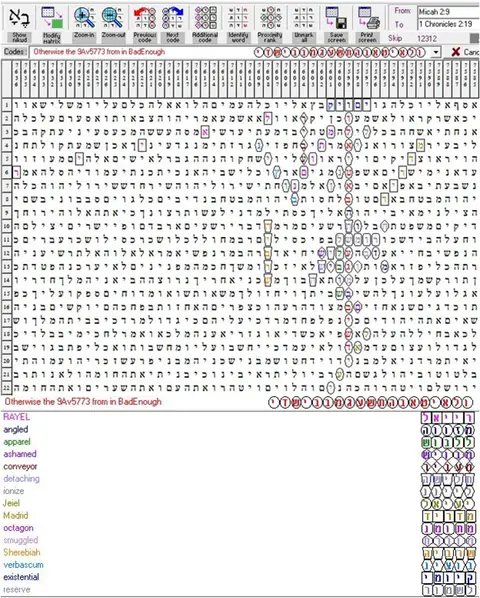Torah Code matrix: 16 July 2013