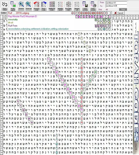 Torah Code matrix: 2019 Lodging
