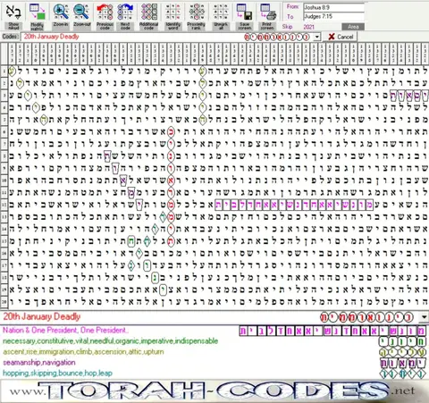 Torah Code matrix: 20th Jan Deadly 2021