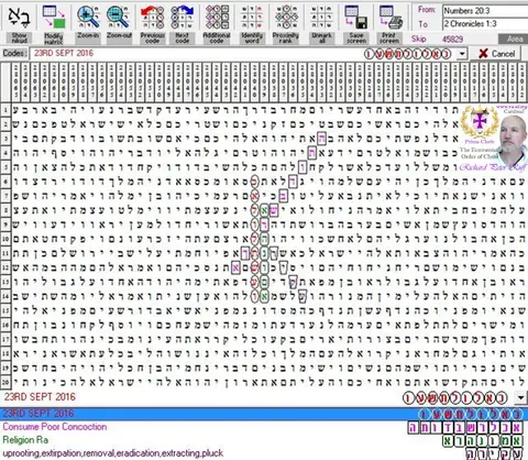 Torah Code matrix: 23rd Sept 16