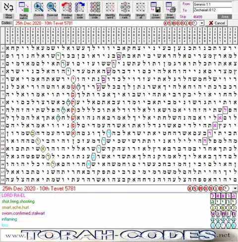 Torah Code matrix: 25th Dec 2020