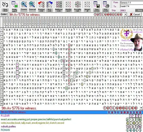 Torah Code matrix: 9th Av 5776