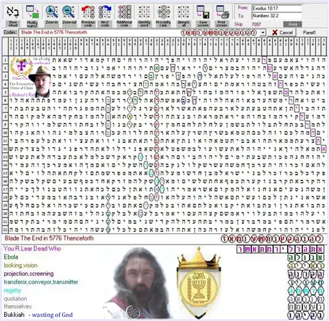 Torah Code matrix: Blade End in 5776