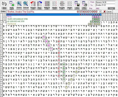 Torah Code matrix: Brother Awake the God Ra