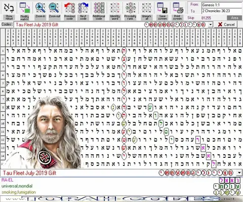 Torah Code matrix: July 2019