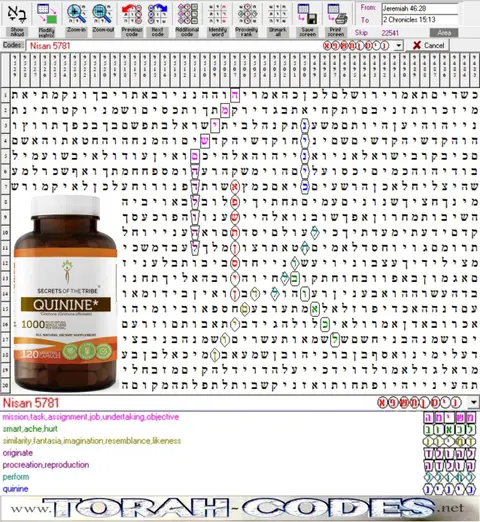 Torah Code matrix: Nisan 5781
