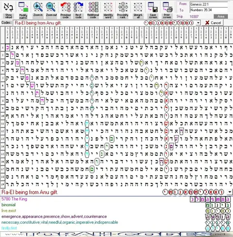 Torah Code matrix: Ra El King 5780