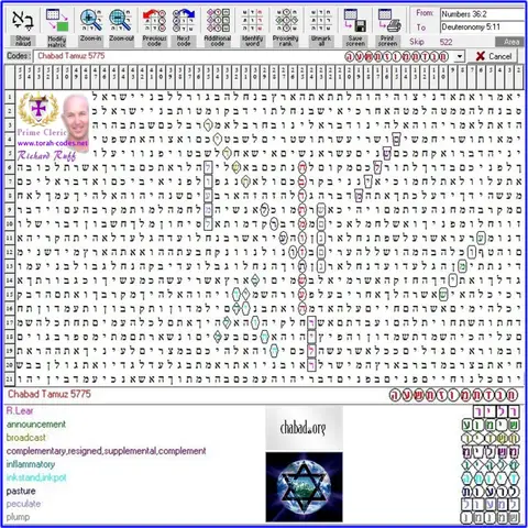 Torah Code matrix: Tamuz 5775