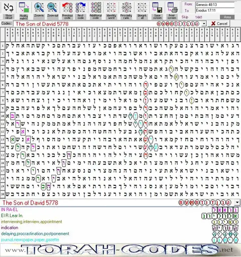 Torah Code matrix: The Son of David 5778