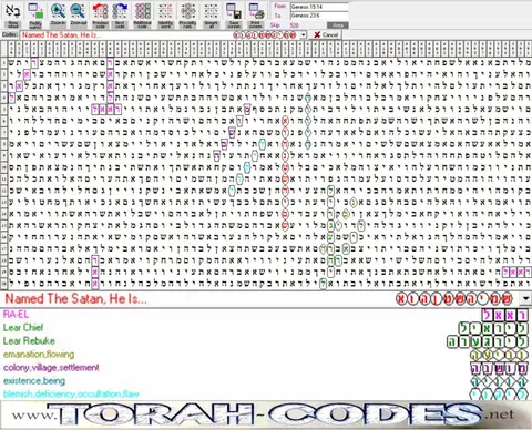 Torah Code matrix: Named the Satan He Is