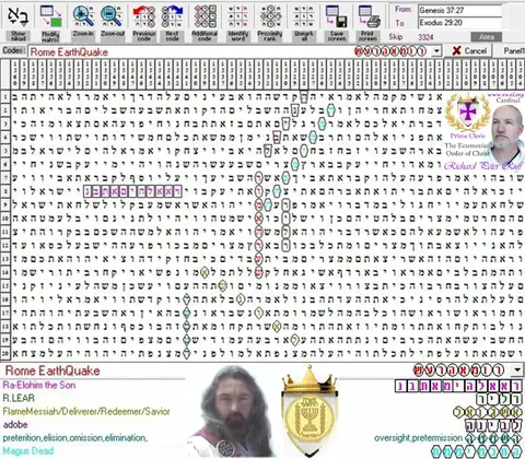 Torah Code matrix: Rome EQuake 1
