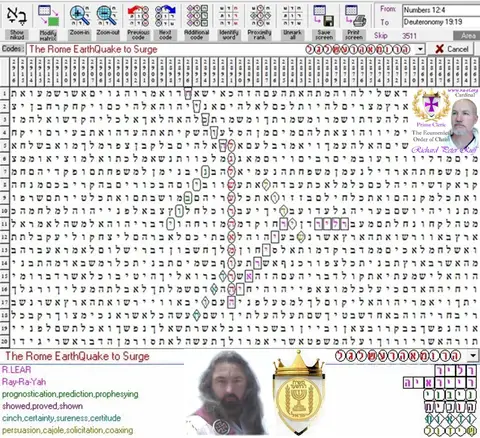 Torah Code matrix: The Rome EarthQuake