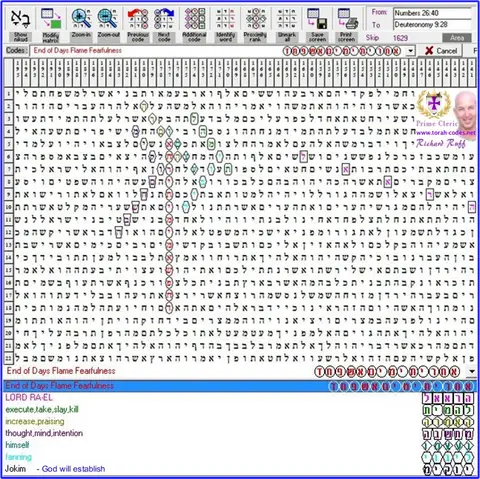 Torah Code matrix: End of Days Flame