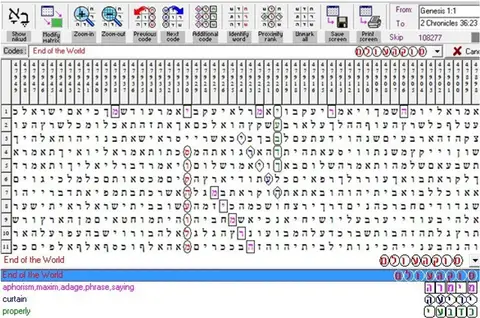 Torah Code matrix: End World