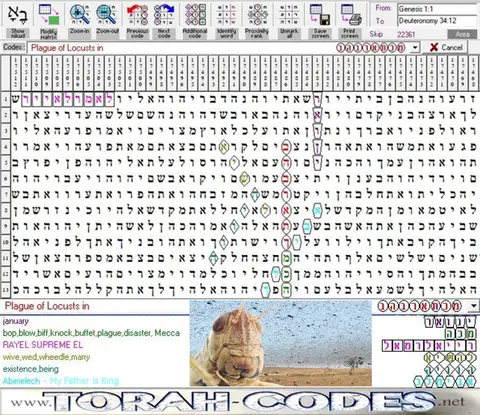 Torah Code matrix: Plague of Locusts