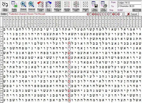 Torah Code matrix: J Bowen