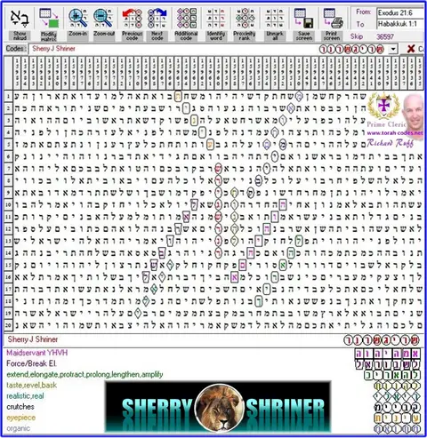 Torah Code matrix: Sherry J Shriner 1