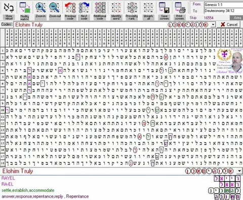 Torah Code matrix: Elohim Truly