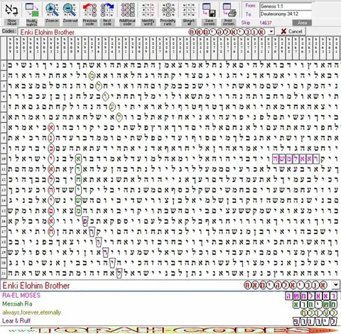 Torah Code matrix: Enki Elohim Brother